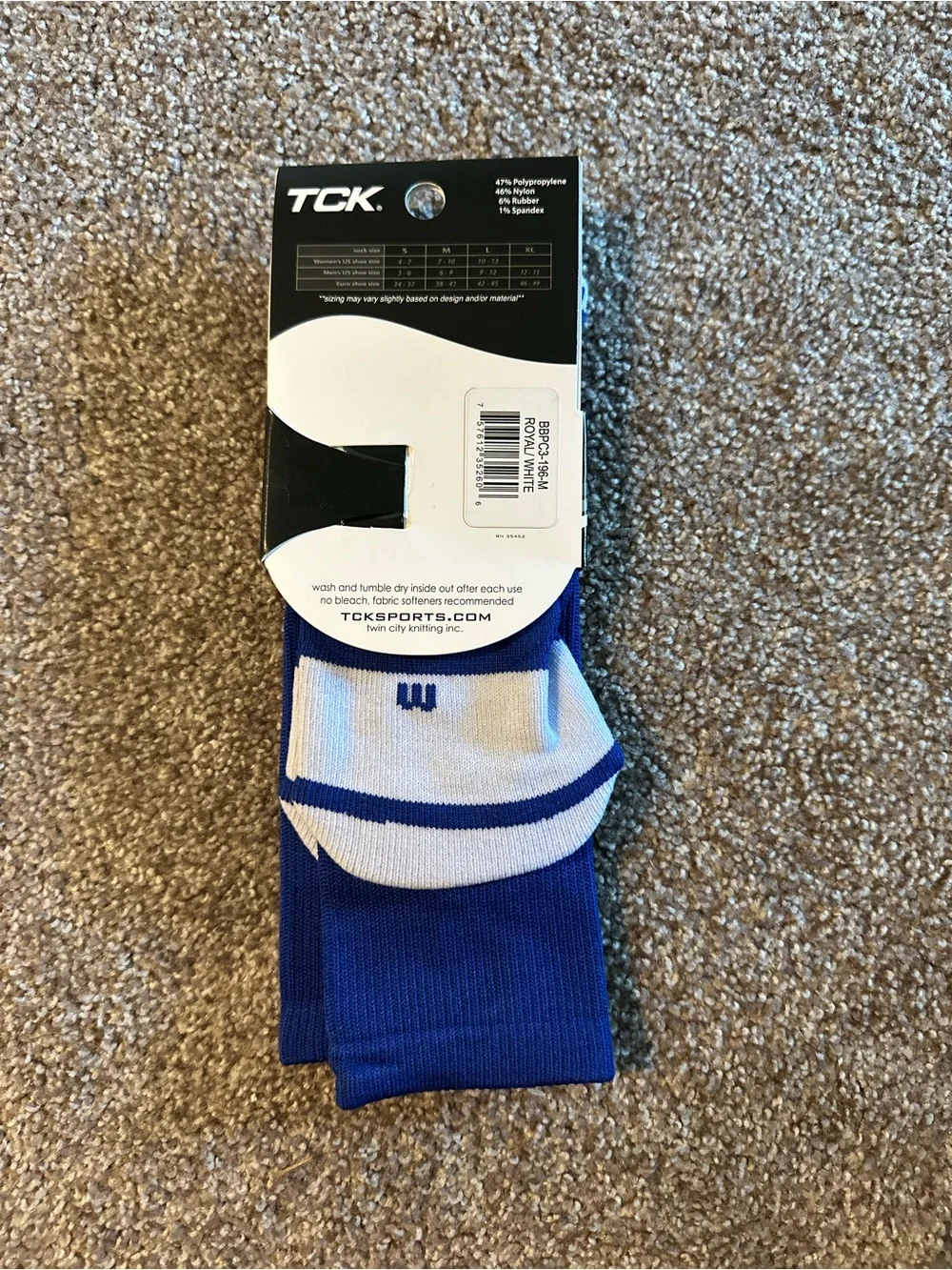 TC Performance Men's Athletic Crew Socks - Blue & White